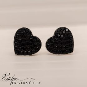 Fekete swarovski köves ezüst fülbevaló