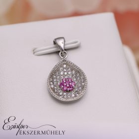 Ezüst pink köves medál