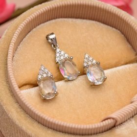 Ezüst csepp formájú szett