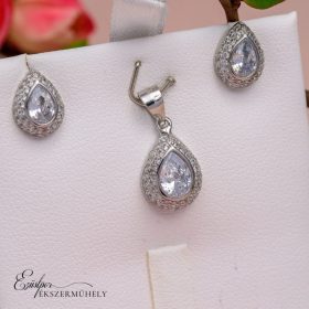 Ezüst  csepp formájú szett