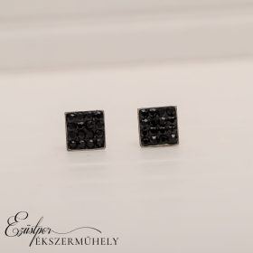 Fekete swarovski köves ezüst fülbevaló