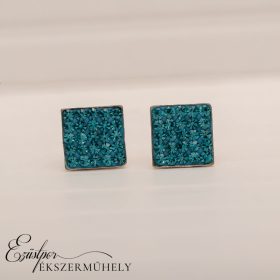 Türkiz zöld köves ezüst swarovski fülbevaló