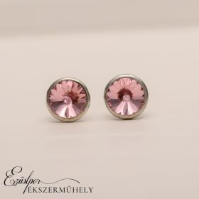 Rózsaszín swarovski köves ezüst fülbevaló