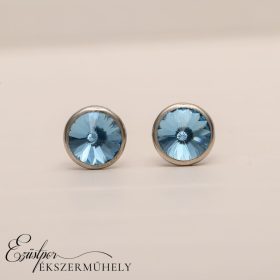 Világoskék swarovski köves ezüst fülbevaló