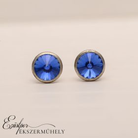 Királykék swarovski köves ezüst fülbevaló