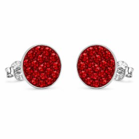 Piros swarovski köves ezüst fülbevaló