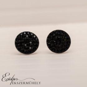 Fekete swarovski köves ezüst fülbevaló