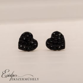 Fekete swarovski köves ezüst fülbevaló