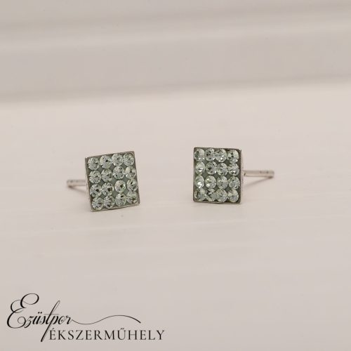 Világoszöld swarovski köves ezüst fülbevaló