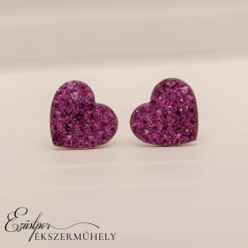 Pink swarovski köves ezüst fülbevaló
