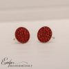 Piros swarovski köves ezüst fülbevaló