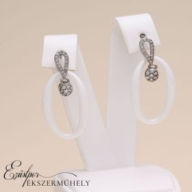 Ezüst, kerámia fülbevaló