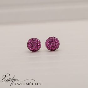 Pink swarovski köves ezüst fülbevaló
