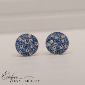 Kék-fehér swarovski köves ezüst fülbevaló