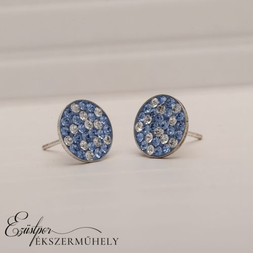 Kék-fehér swarovski köves ezüst fülbevaló