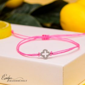 Ezüst rózsaszín cérnás karkötő