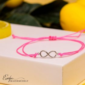 Ezüst rózsaszín cérnás karkötő