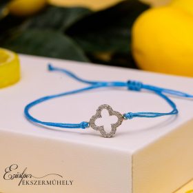 Ezüst kék cérnás karkötő