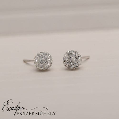 Fehér swarovski köves ezüst fülbevaló