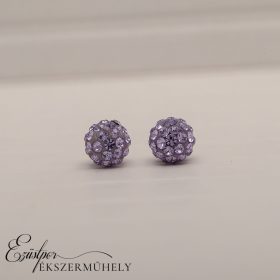 Lila swarovski köves ezüst fülbevaló