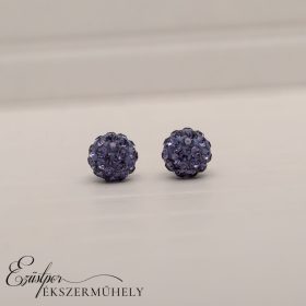 Lila swarovski köves ezüst fülbevaló