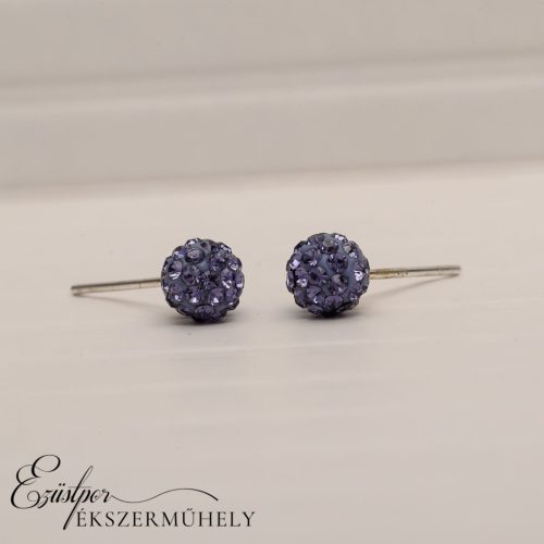 Lila swarovski köves ezüst fülbevaló