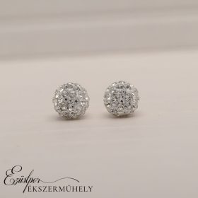 Fehér swarovski köves ezüst fülbevaló