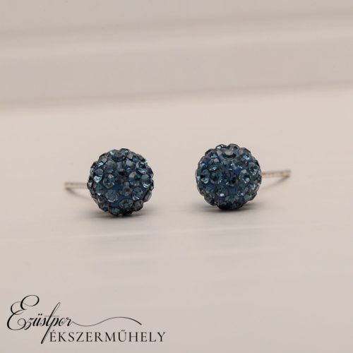 Sötétkék swarovski köves ezüst fülbevaló