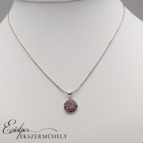 Rózsaszín-fehér swarovski köves ezüst medál