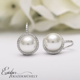 Ezüst shell pearl gyöngyös fülbevaló