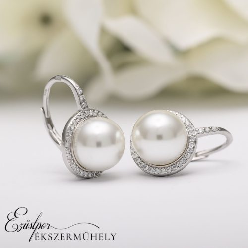 Ezüst shell pearl gyöngyös fülbevaló