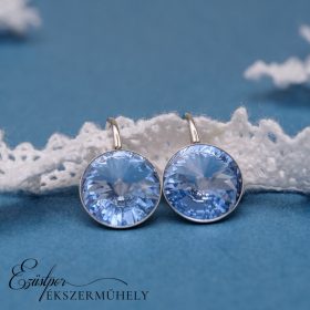 Kék színű swarovski köves ezüst fülbevaló