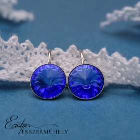 Kék színű swarovski köves ezüst fülbevaló