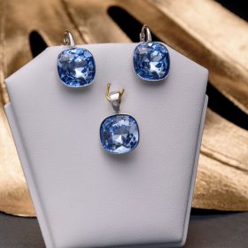 Kék színű swarovski köves ezüst szett
