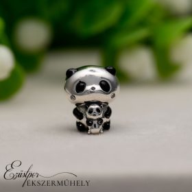 Ezüst pandás charm