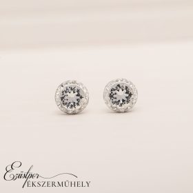 Fehér swarovski köves ezüst fülbevaló