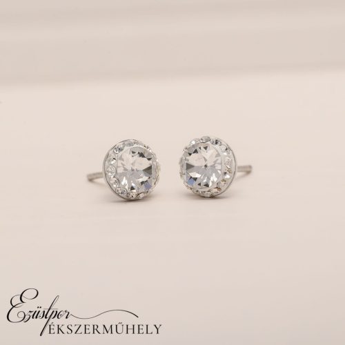 Fehér swarovski köves ezüst fülbevaló