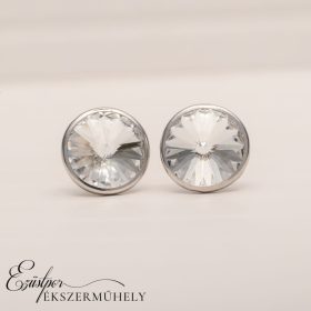 Fehér swarovski köves ezüst fülbevaló