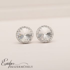 Fehér swarovski köves ezüst fülbevaló