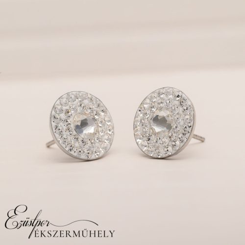 Fehér swarovski köves ezüst fülbevaló