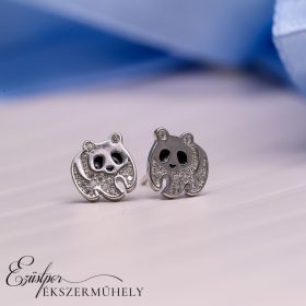 Ezüst pandás fülbevaló