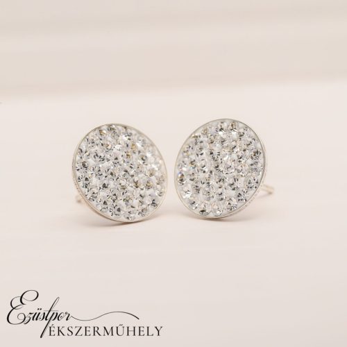 Fehér swarovski köves ezüst fülbevaló