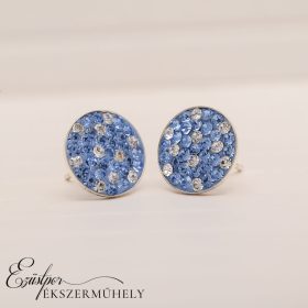 Világoskék-fehér swarovski köves ezüst fülbevaló