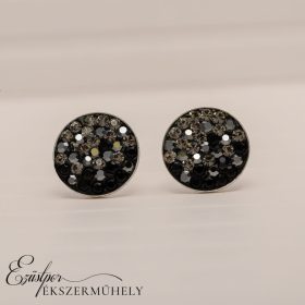 Fekete-szürke swarovski köves ezüst fülbevaló