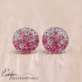 Ezüst rózsaszín-fehér swarovski köves fülbevaló