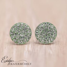 Ezüst zöld színű swarovski köves fülbevaló