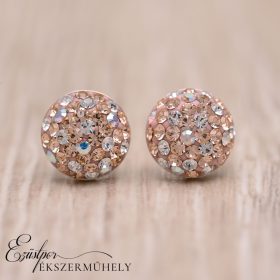 Barack-fehér színű swarovski köves ezüst fülbevaló