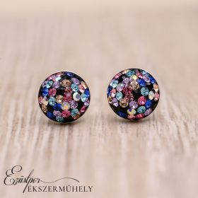Többszínű swarovski köves ezüst fülbevaló