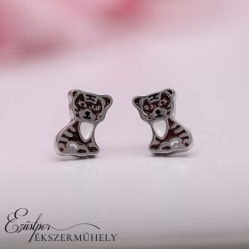 Ezüst tigrises fülbevaló