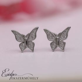 Ezüst pillangós fülbevaló